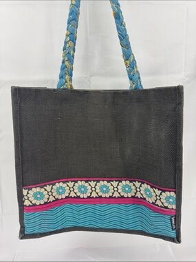 Freeset Gray Aloha Theme Burlap Collapsible Shopping Tote Bag